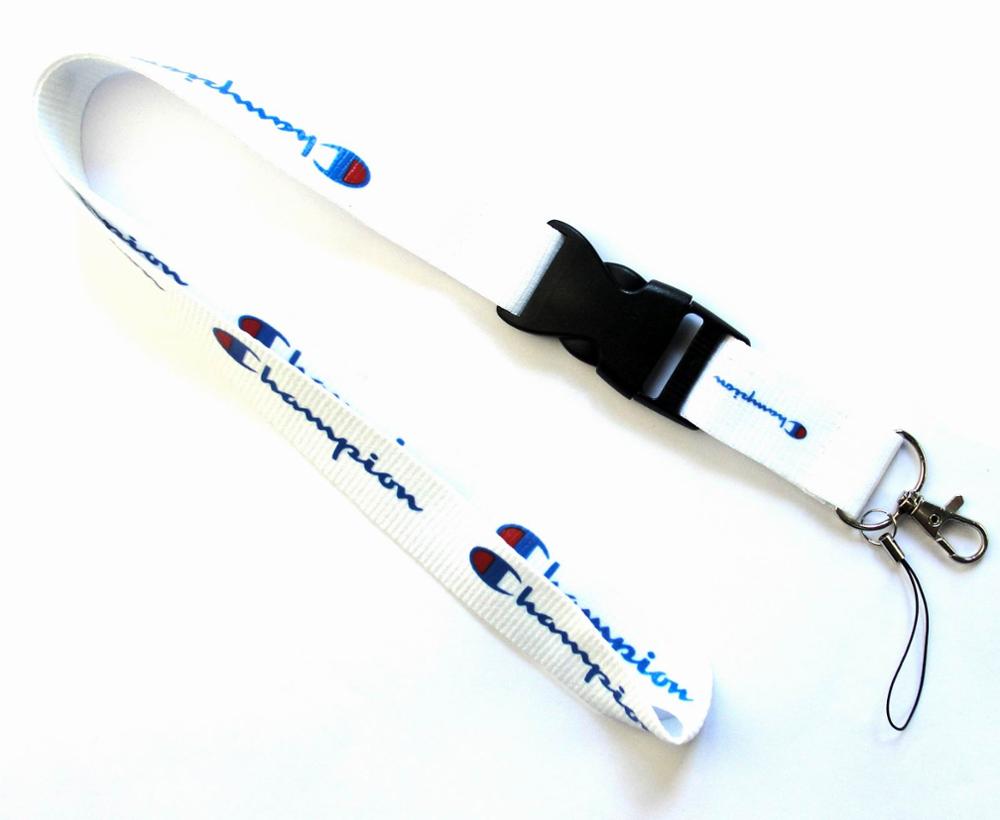 ﻿Champion White Long Strap Lanyard Keychain