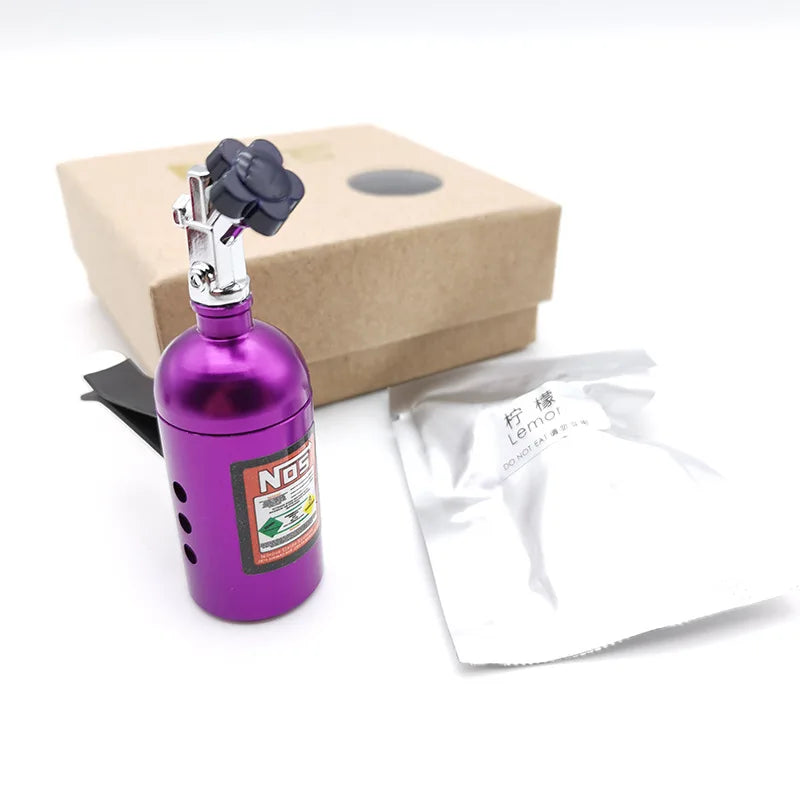 Universal Car Perfume Metal Simulation Nitrogen Bottle Decoration Accessory Nos Bottle for Car (Purple)