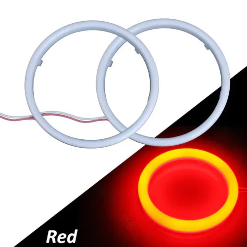 Universal Angel Eye Ring 80mm Red Color With Cotton Plastic Cover LED For Car Headlight 2 Pcs Set