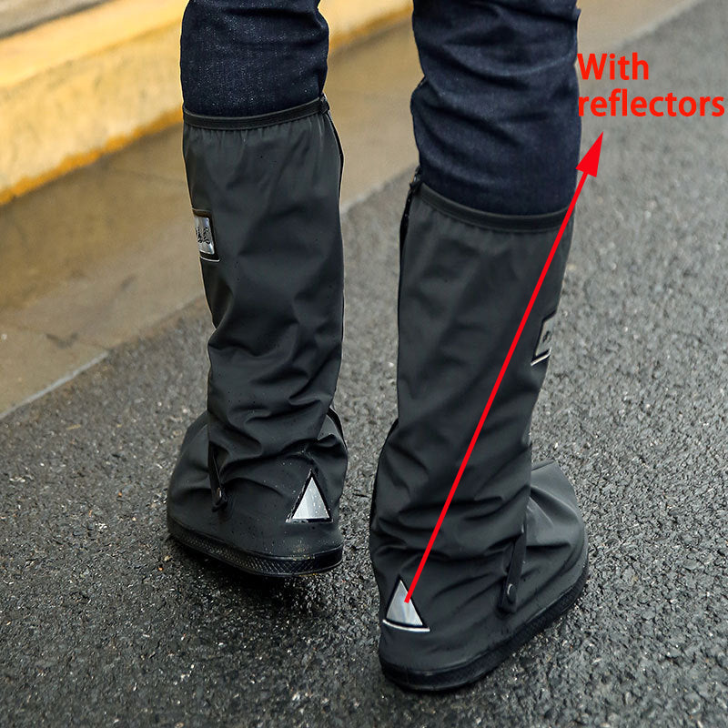 Waterproof Shoes Cover with Reflector Rain Snow Boots Black Reusable Covers for Motorcycle -1 Pair