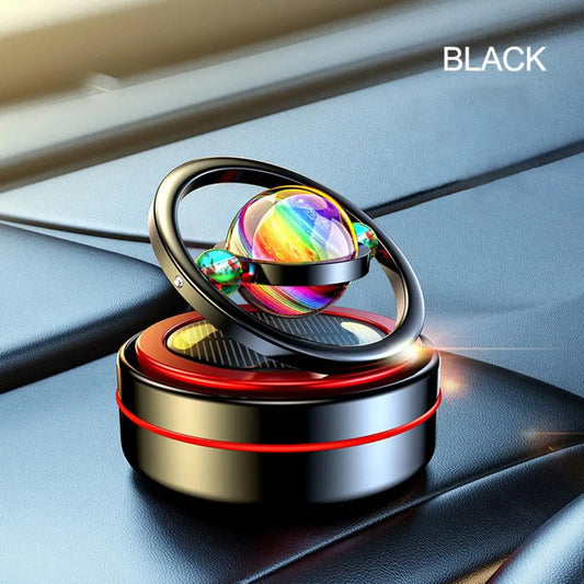 Universal Solar Power Car Perfume Air Freshener 360° Rotating Car Perfume Solar Energy Fragrance Car 1 Pc(Black)