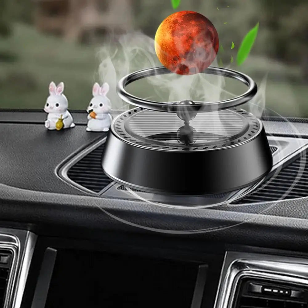 Universal Car Perfume Air Fresheners Solar Powered Rotating Planet Purifier, Galaxy Interstellar Ball for Interior Autorotation 1 Pc(Red)