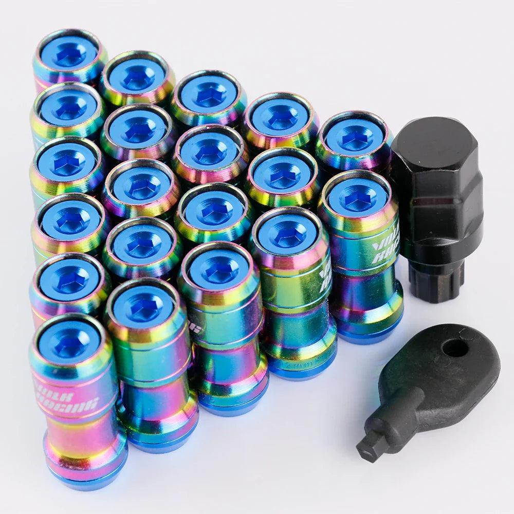 Universal Racing Multi-color and Blue Formula Steel Car Wheels Rims Lug Nuts 20 Pc Set