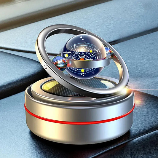 Universal Solar Power Car Perfume Air Freshener 360° Rotating Car Perfume Solar Energy Fragrance Car 1 Pc(Silver)