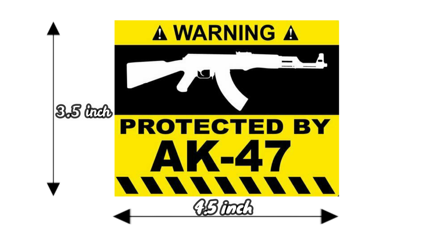 Protected By AK47 Funny Warning Sticker