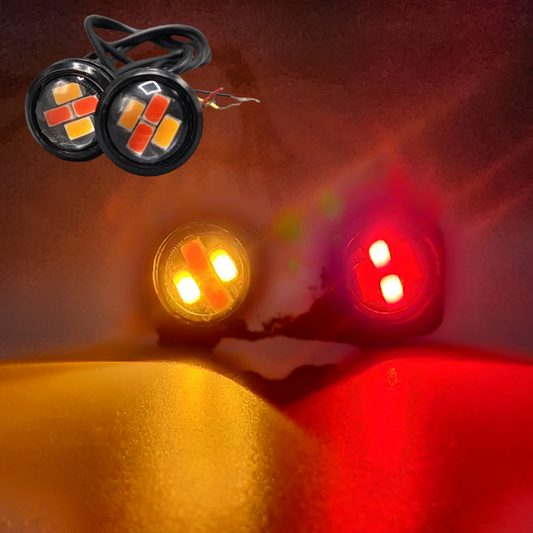 Universal Multifunctional Eagle Eye DRL LED Light Red/Yellow 2 Pcs Set