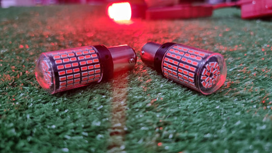 S25 SMD Bulb Brake Light Double Point Red 2 Pcs Set