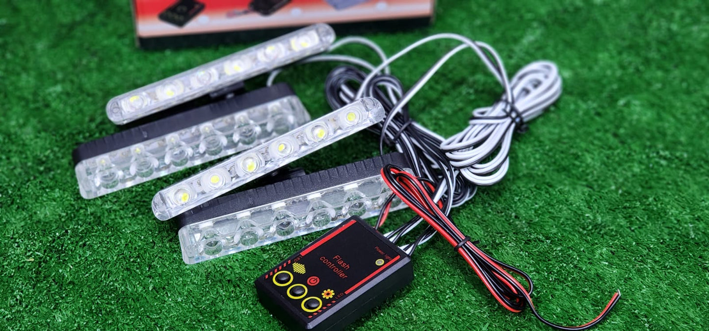 Smart Flasher LED Light 6 SMD White Strobe Flash Light 4 Pcs Set