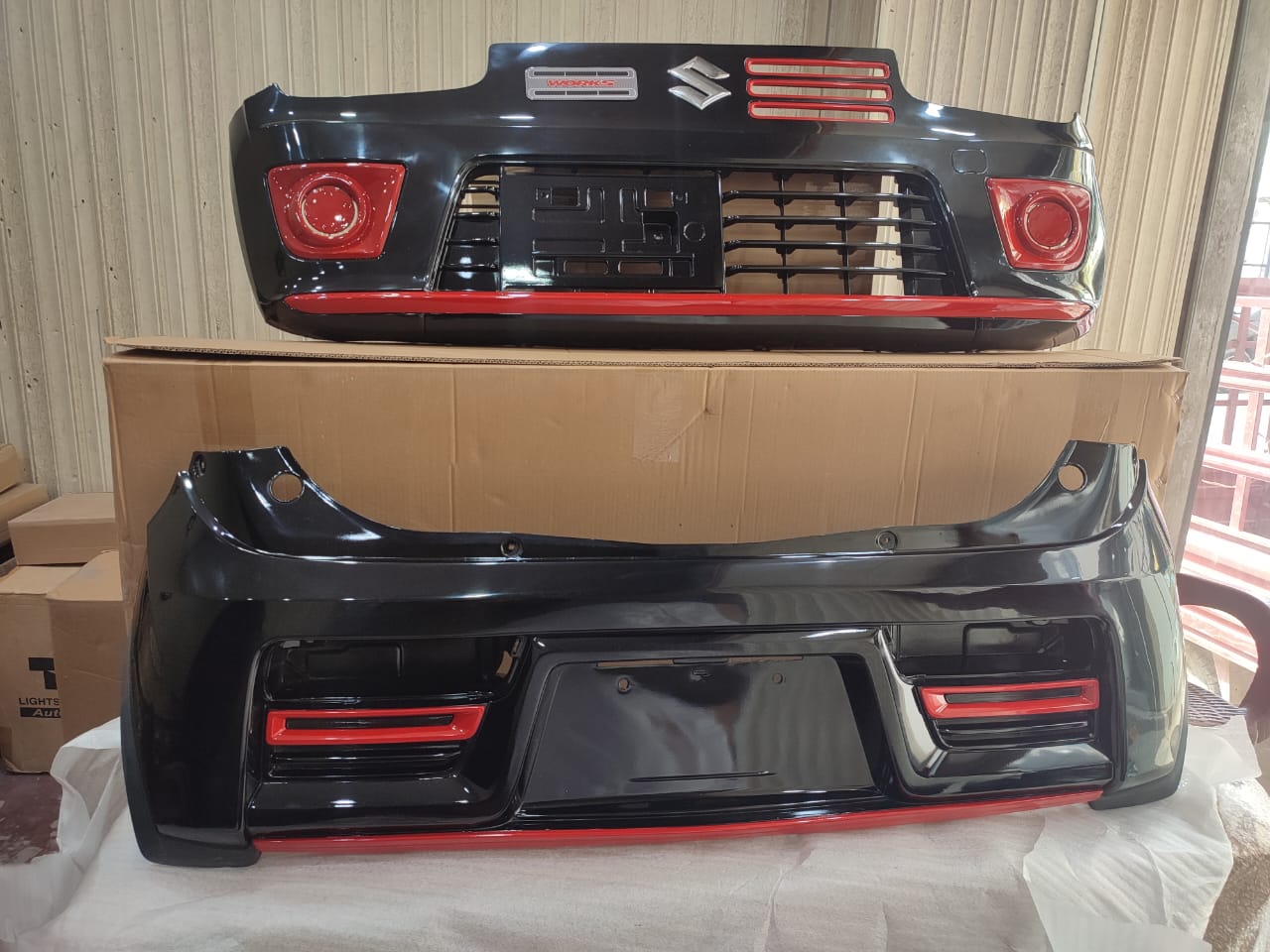 Suzuki Alto VXR 660cc Black / Red Turbo RS Style Front Back Bumper