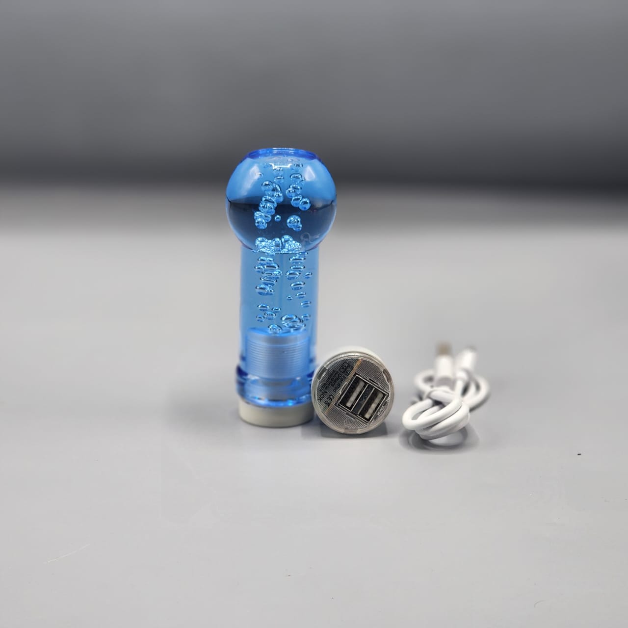 Universal Crystal LED Light Blue Shift Gear knob With Charger