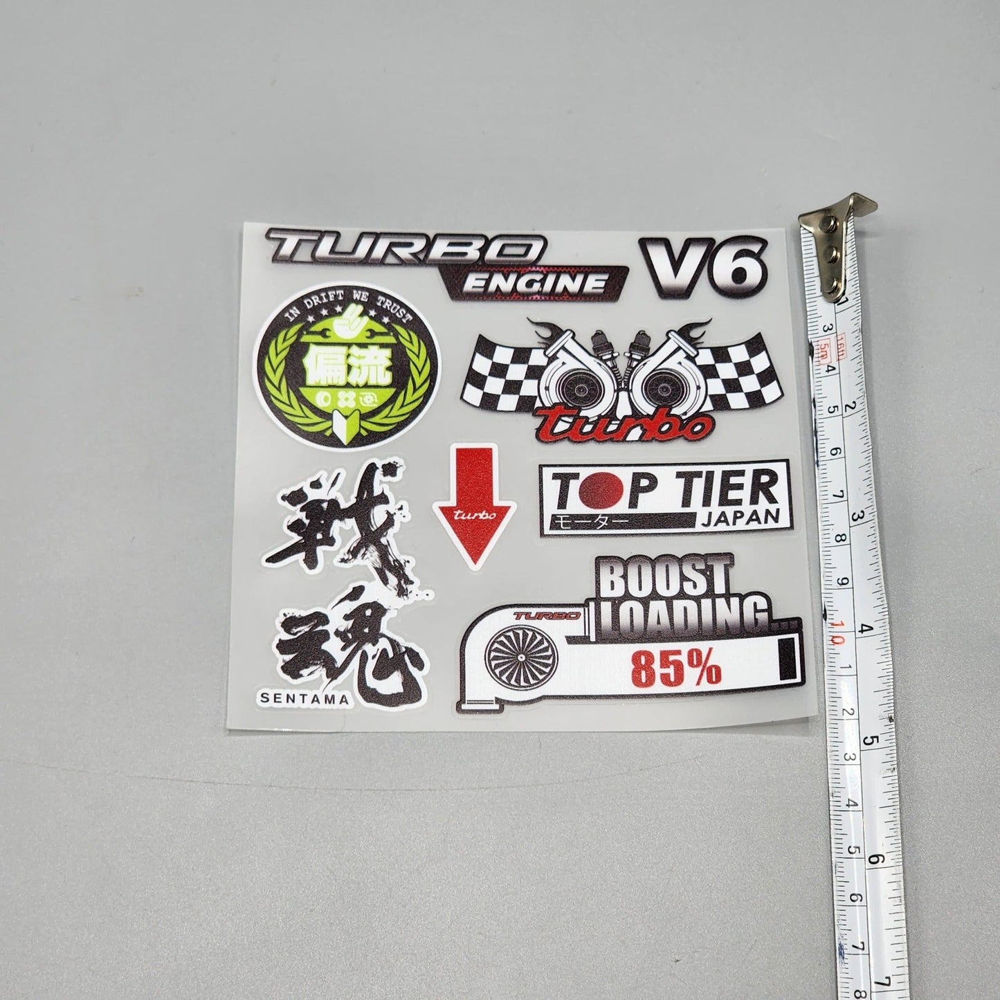 Premium Quality Custom Sticker Sheet For Car & Bike Embossed Style TURBO ENGINE