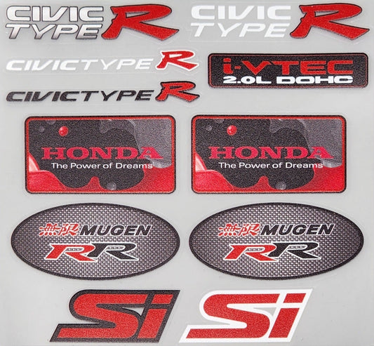 Premium Quality Custom Sticker Sheet For Car & Bike Embossed Style CIVIC TYPE R