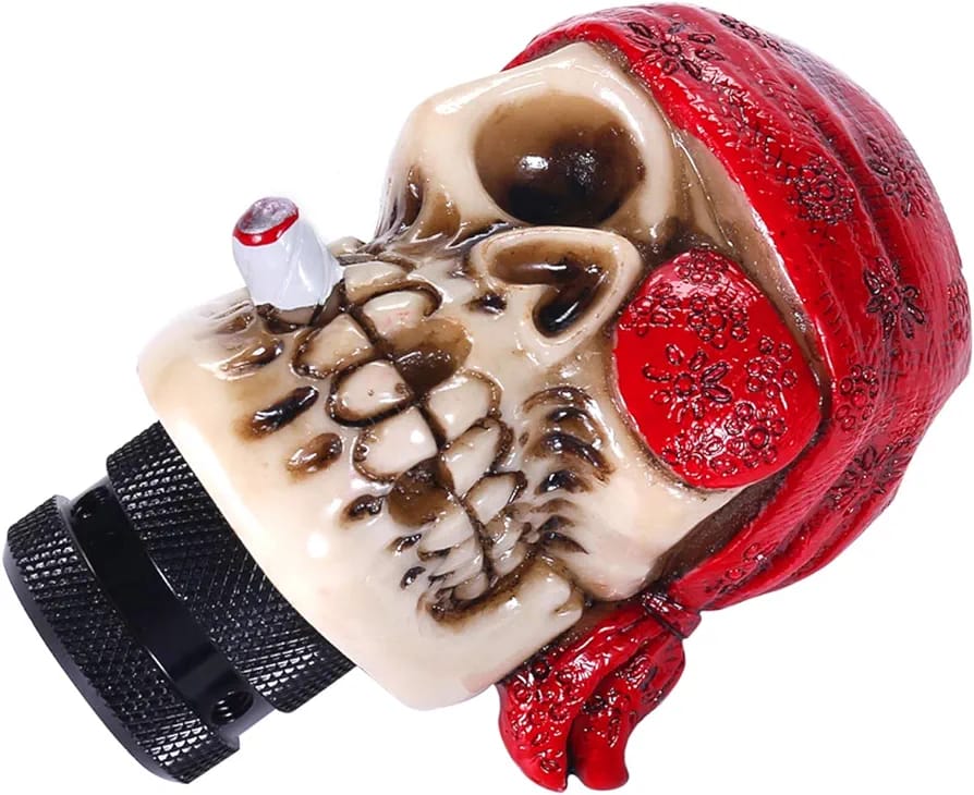 Universal One-Eyed Pirate Smoking Skull Shift Gear Knob Car Shifter Lever Most Manual Automotive Vehicles