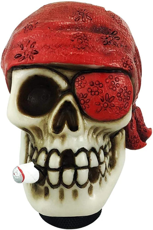 Universal One-Eyed Pirate Smoking Skull Shift Gear Knob Car Shifter Lever Most Manual Automotive Vehicles