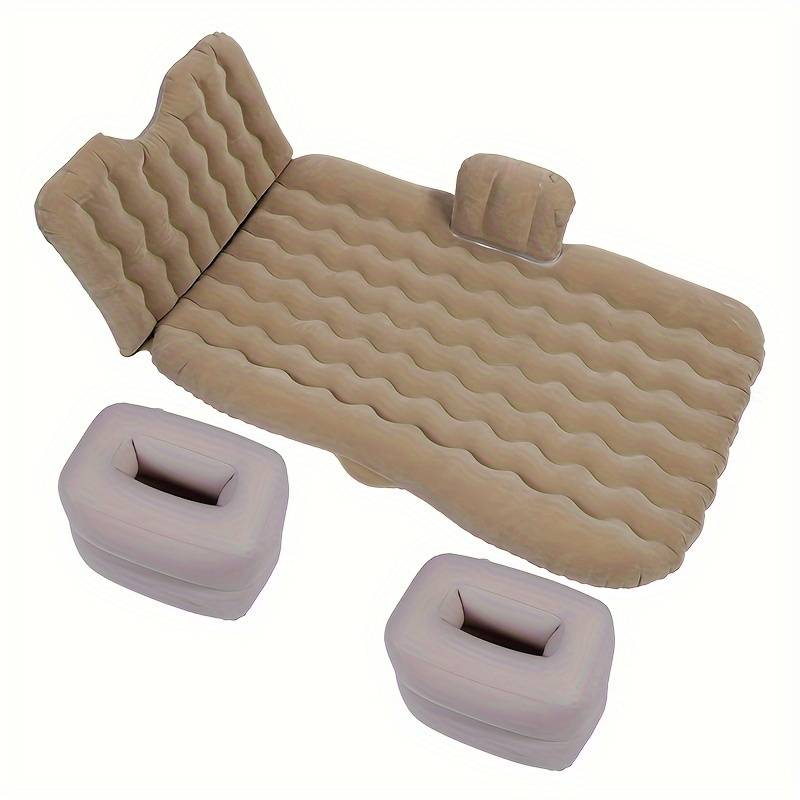 Universal Car Inflatable Bed Air Mattress In Car Outdoor Camping Cushion Folding Portable Flocking Pad(Beige)