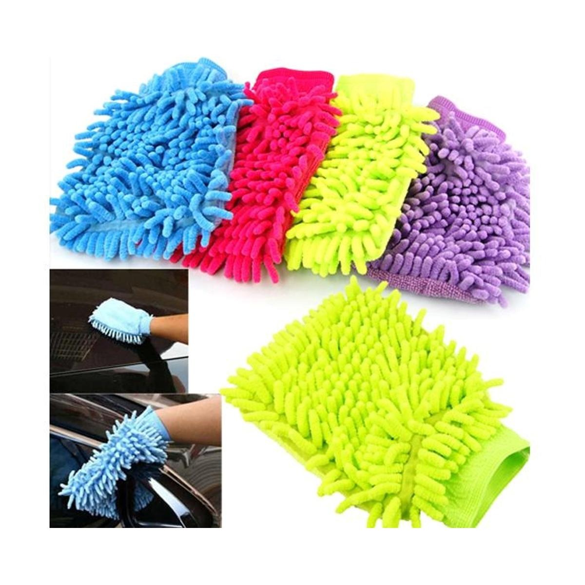 Universal Car Microfiber Cleaning Dusting Microfiber Wash Mitt Gloves With Premium Quality Pack of 2