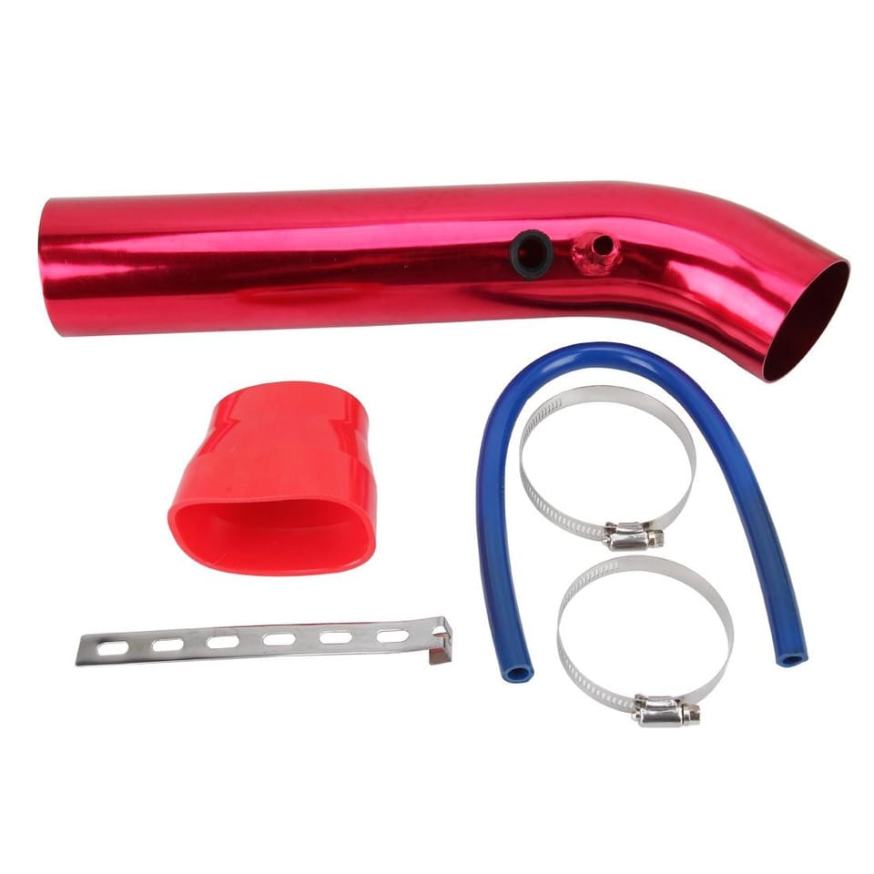 Universal Large Aluminum Air Intake Pipe / Hose Air Filter Intake System Duct Tube Kit (Red)