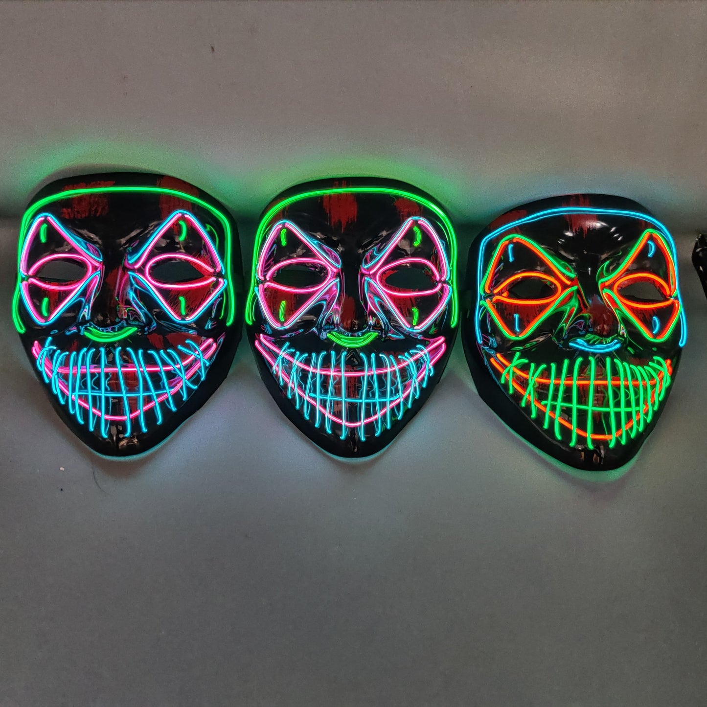 Universal Neon Halloween Mask, Led Purge Mask 3 Lighting Modes For Costplay 1 Pc(Green)