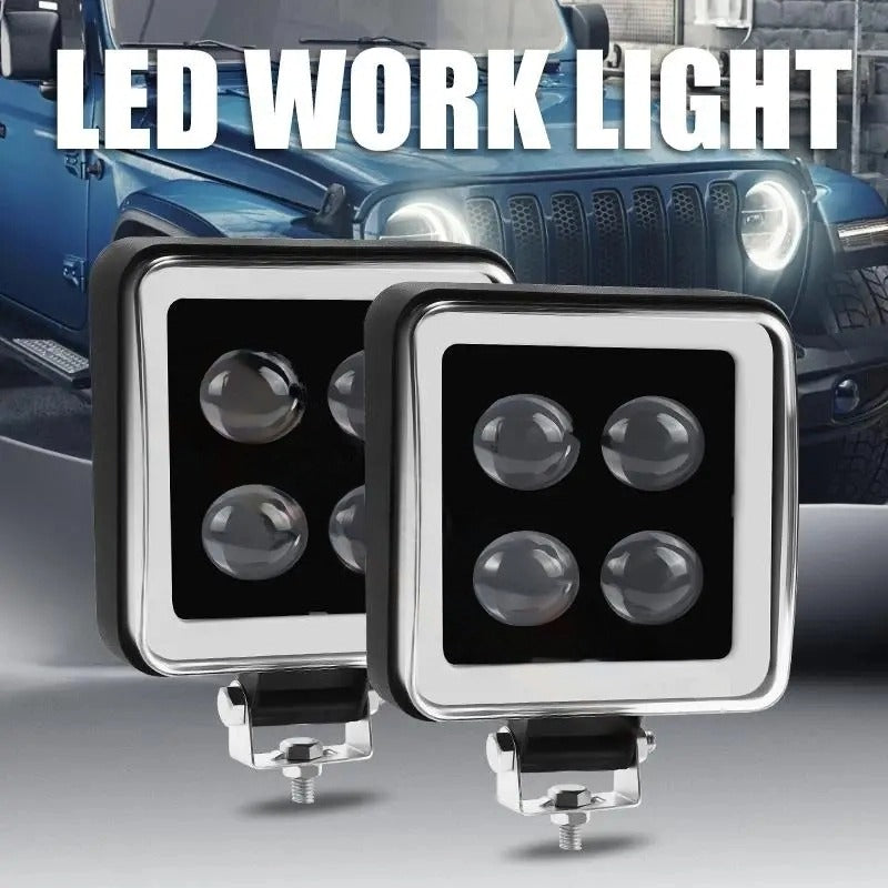 Universal LED Work Light Bar, Square, Angel Eye, Halo Ring, Slim, Auxiliary Spotlights, Fog Lamps for Car 1 Pc(Blue)