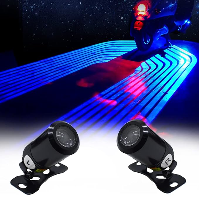 Universal Bike LED Wave Wing Light Dynamic Projection Lamp 2 Pc (Blue)