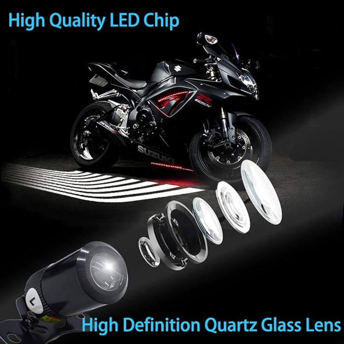 Universal Bike LED Wave Wing Light Dynamic Projection Lamp 2 Pc (Blue)