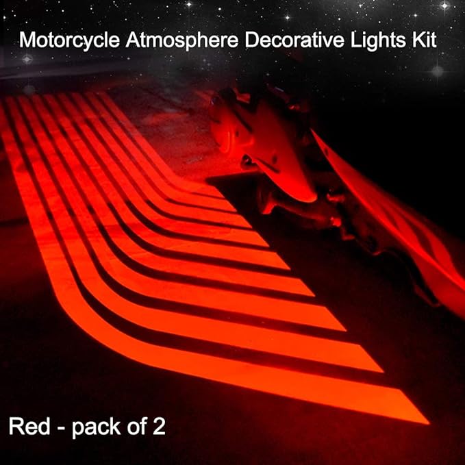 Universal Bike LED Wave Wing Light Dynamic Projection Lamp 2 Pc (Red)