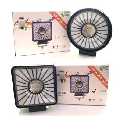 Universal Square LED Car ExtraLight 4.5 Inch with White Lighting And RGB Light 1pc