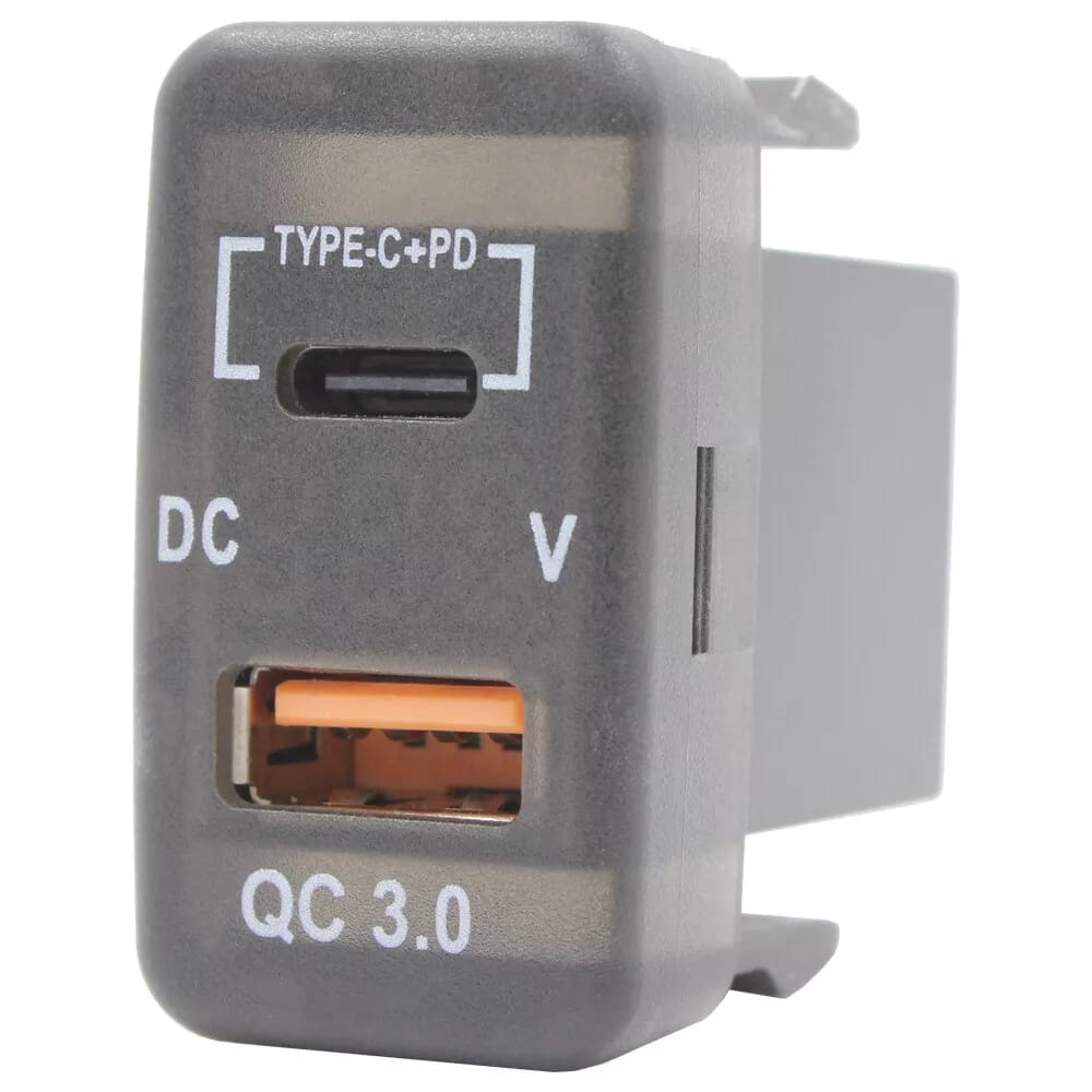 Universal Car In-Dash Charger Socket QC3.0 USB + PD3.0 Type-C Fast Charging For Toyota 1 Pc