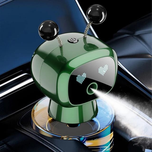 Universal Humidifier Robot Shape Car Air Freshener Diffuser, Car Interior Smart Aroma Diffuser Robot 1 Pc (GREEN)