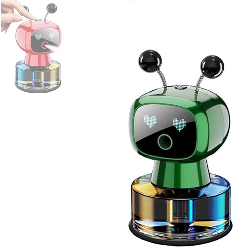 Universal Humidifier Robot Shape Car Air Freshener Diffuser, Car Interior Smart Aroma Diffuser Robot 1 Pc (GREEN)