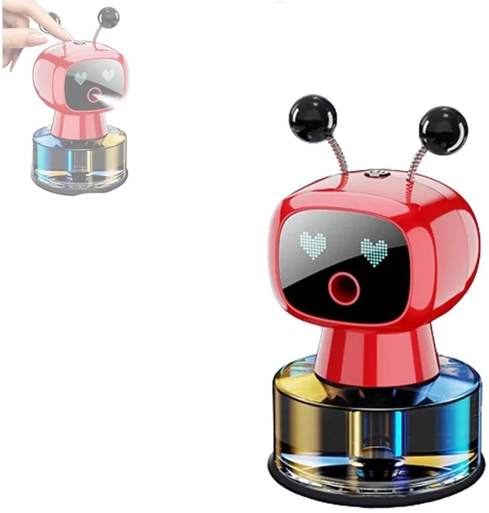 Universal Humidifier Robot Shape Car Air Freshener Diffuser, Car Interior Smart Aroma Diffuser Robot 1 Pc (RED)