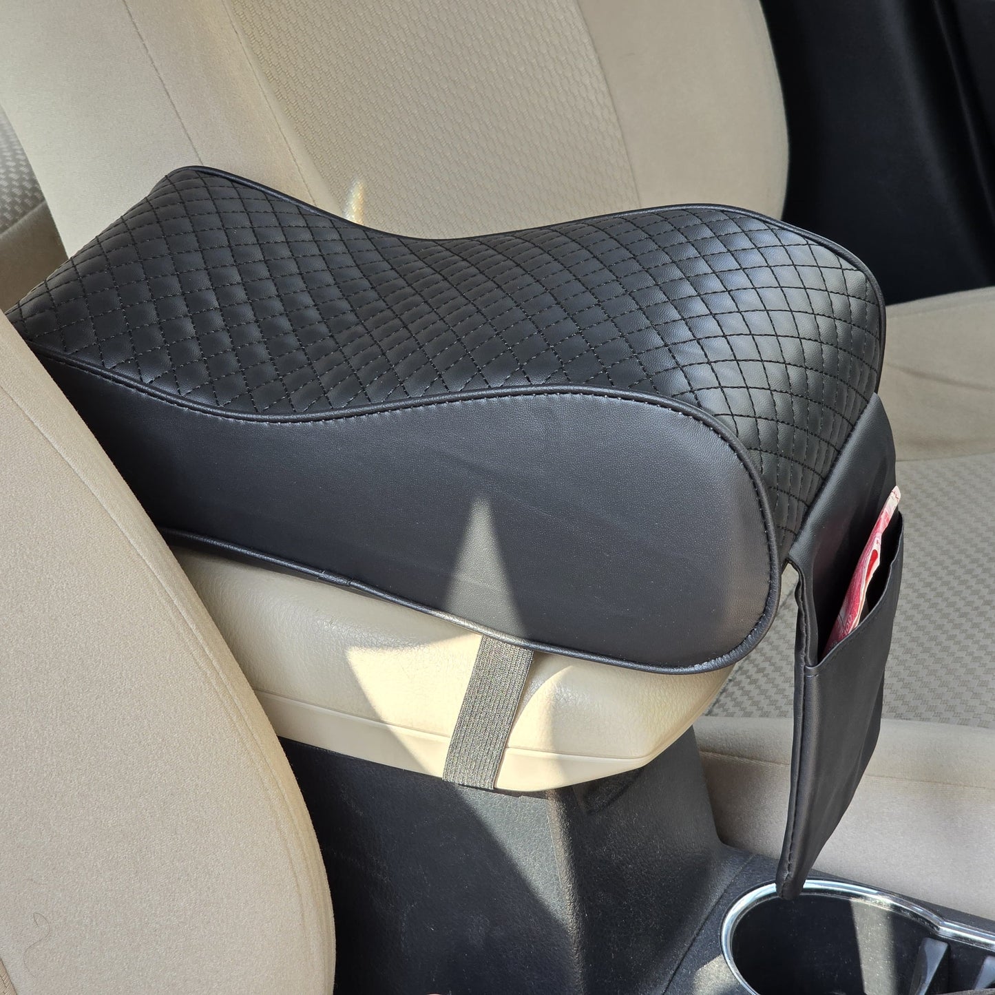 Universal Car Arm Rest Cushion Memory Foam PU Leather Armrest Seat Box Cover Protector 1 Pc(Black)