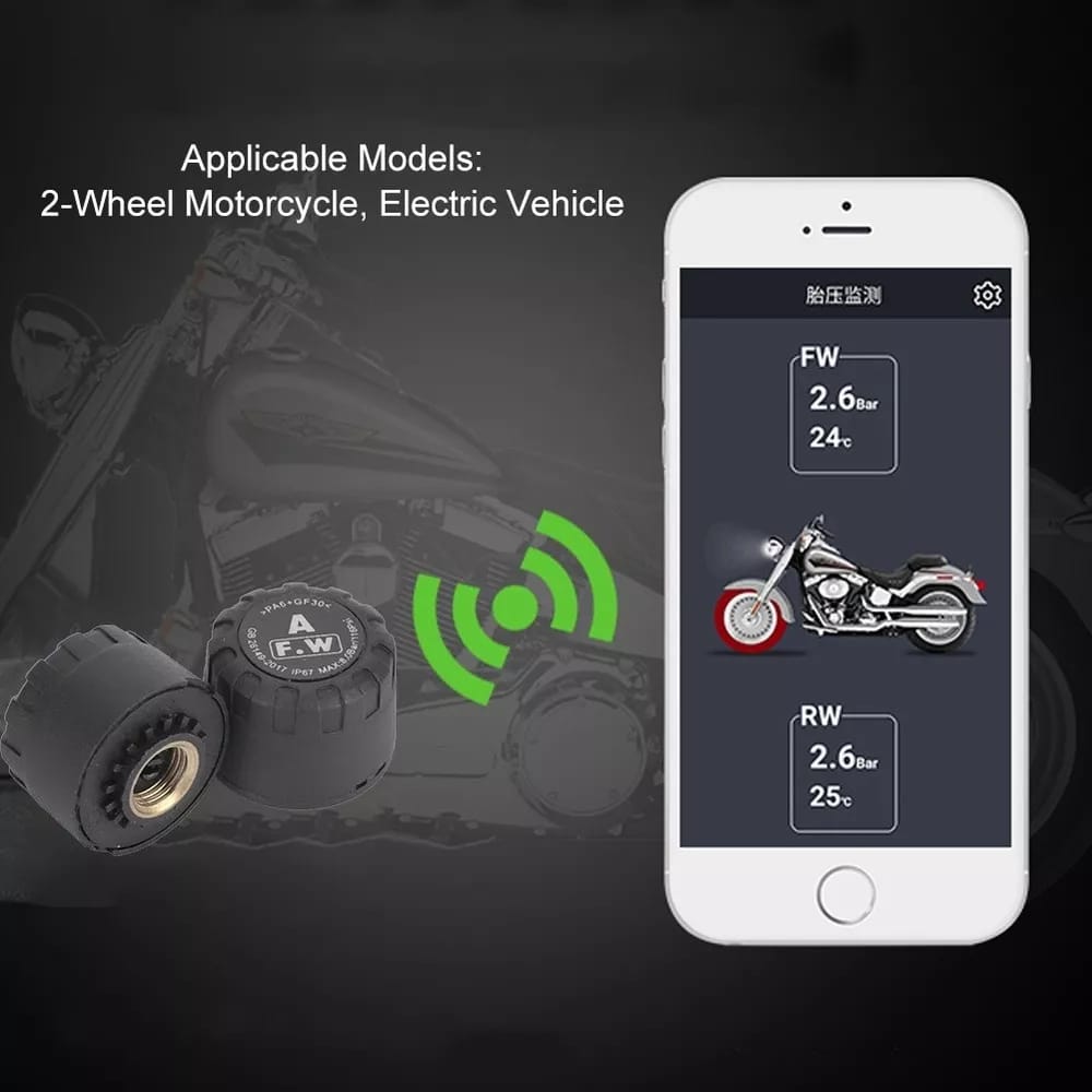 TPMS Tire Pressure Monitoring System With Mobile Operated Motor Bike Sensor 1 Pc