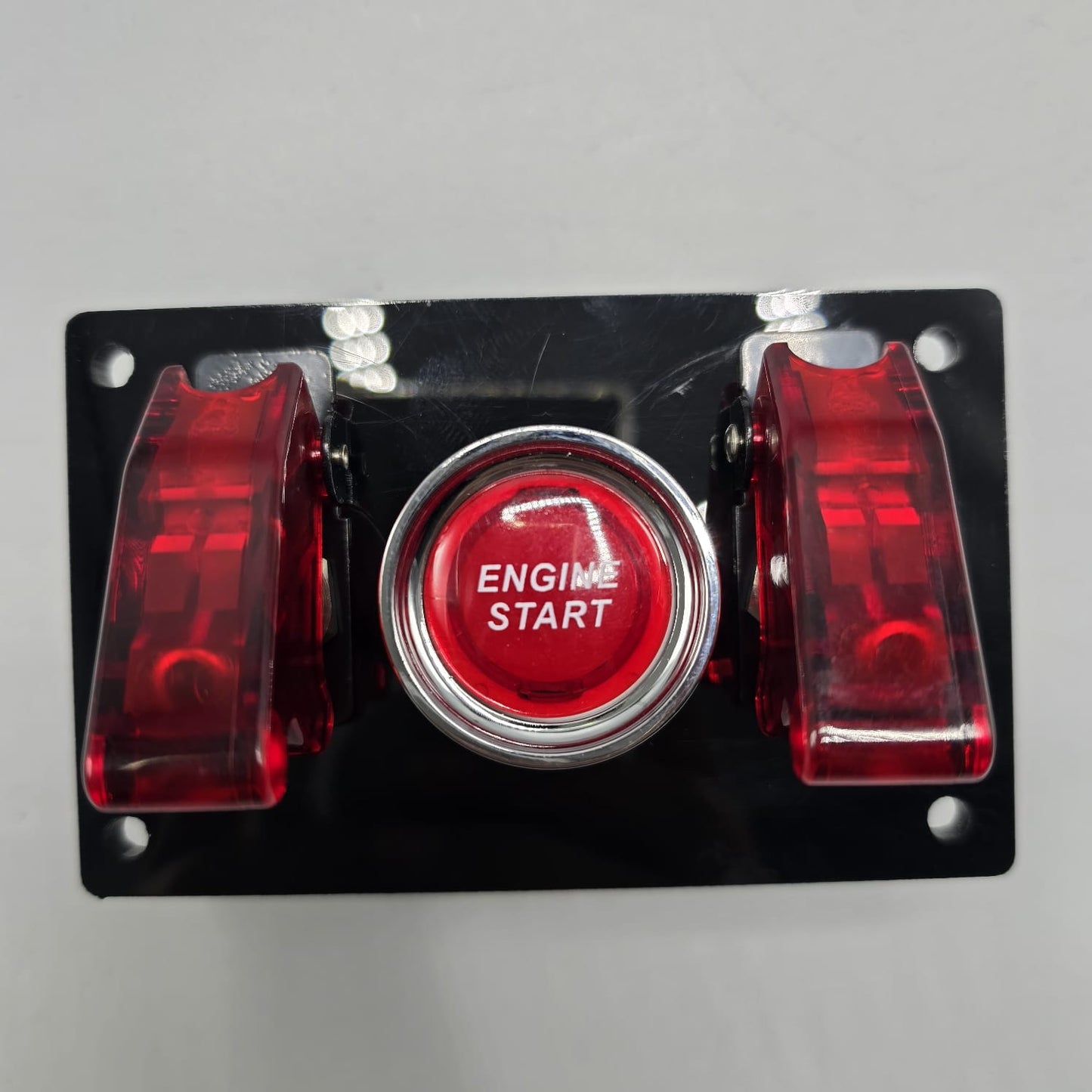 Universal 4-inch Switch Panel With Rocker Switches+Push Start Button (Red)