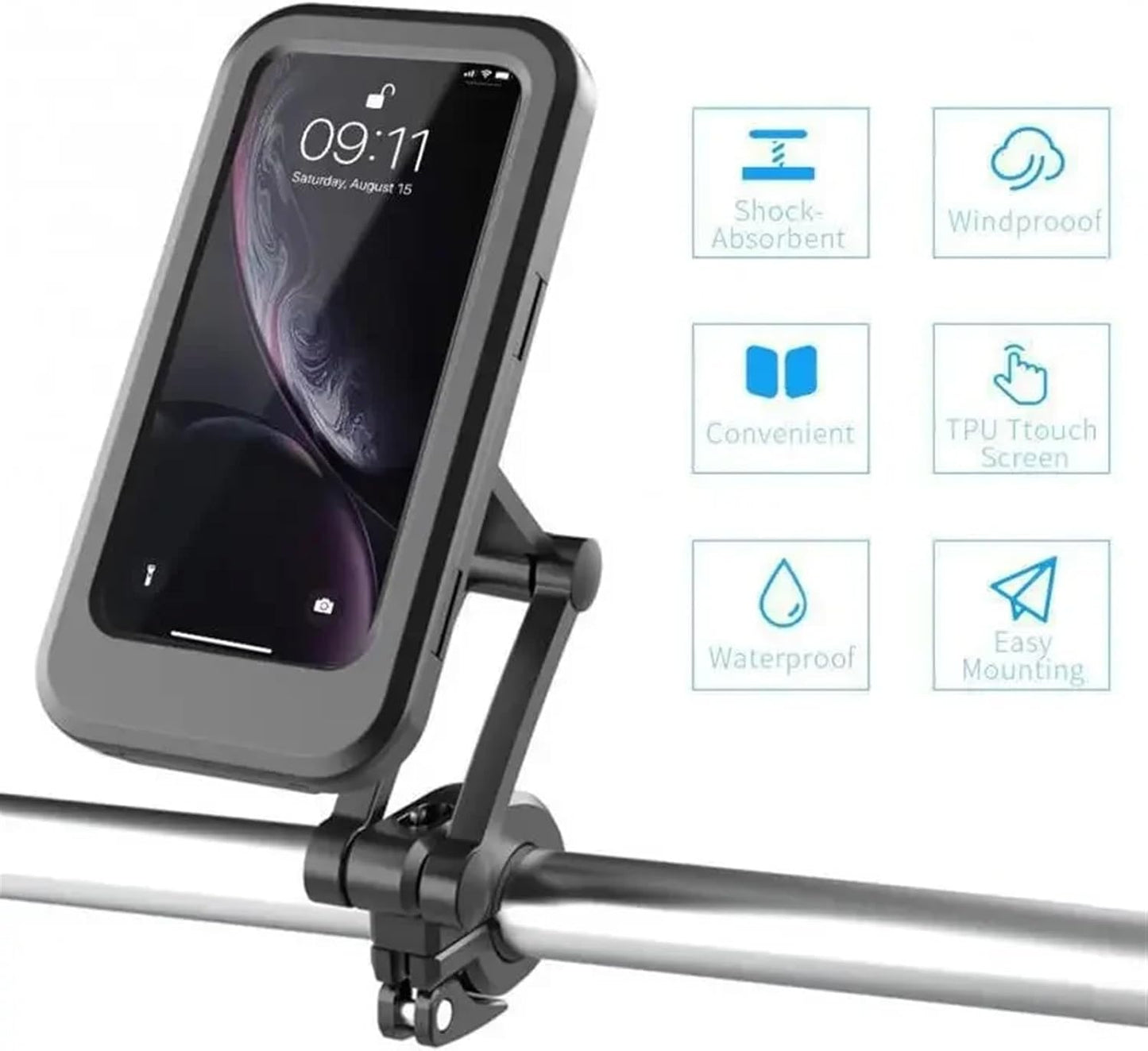 Universal Bike Mount Waterproof Mobile Case Holder Bicycle Motorcycle Phone Holder Suitable For 6.5 Inch 1 Pc