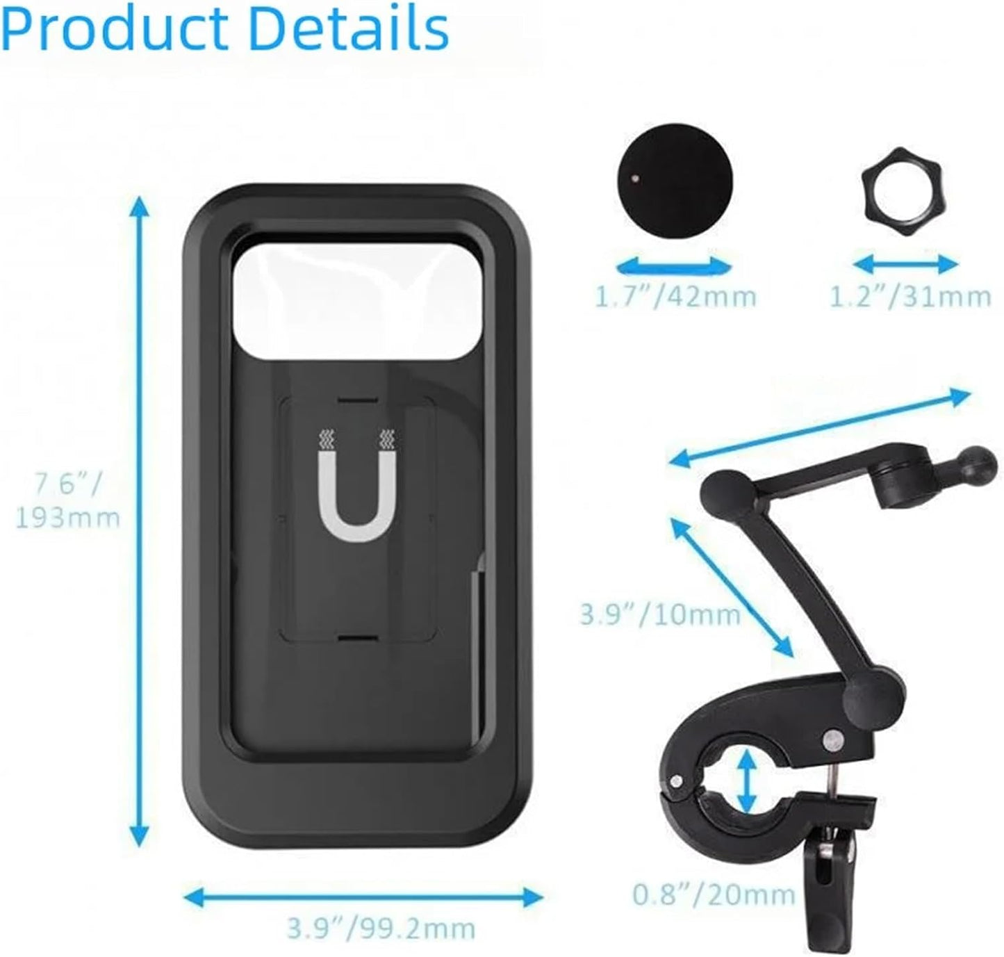 Universal Bike Mount Waterproof Mobile Case Holder Bicycle Motorcycle Phone Holder Suitable For 6.5 Inch 1 Pc