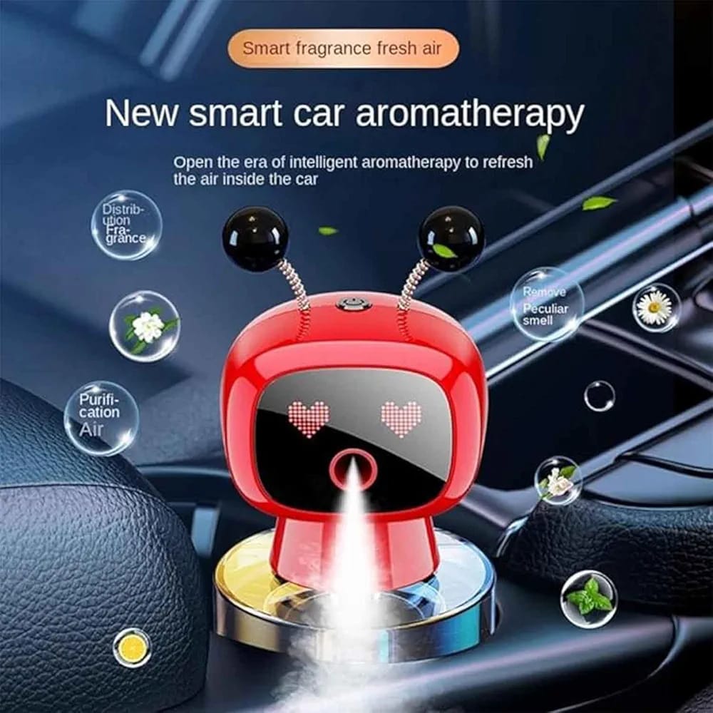 Universal Humidifier Robot Shape Car Air Freshener Diffuser, Car Interior Smart Aroma Diffuser Robot 1 Pc (RED)