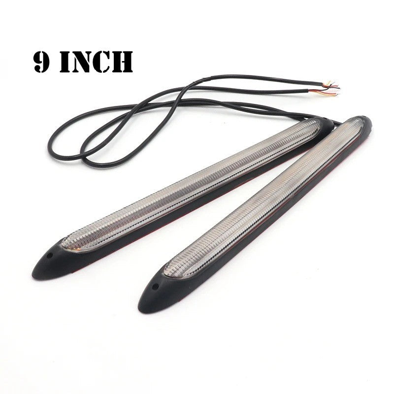 Universal Bumper DRL LED Strip 9-inch Light Daytime Running Turn Signal Lamp 2 Pcs Set