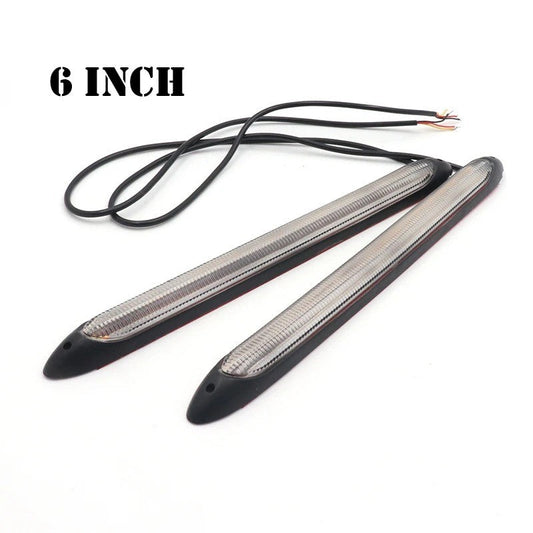 Universal Bumper DRL LED Strip 6-inch Light Daytime Running Turn Signal Lamp 2 Pcs Set