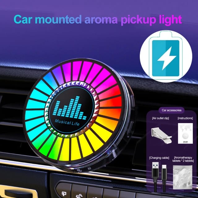 Universal Car round sound-activated RGB rhythm light car audio beat in-car music round atmosphere light