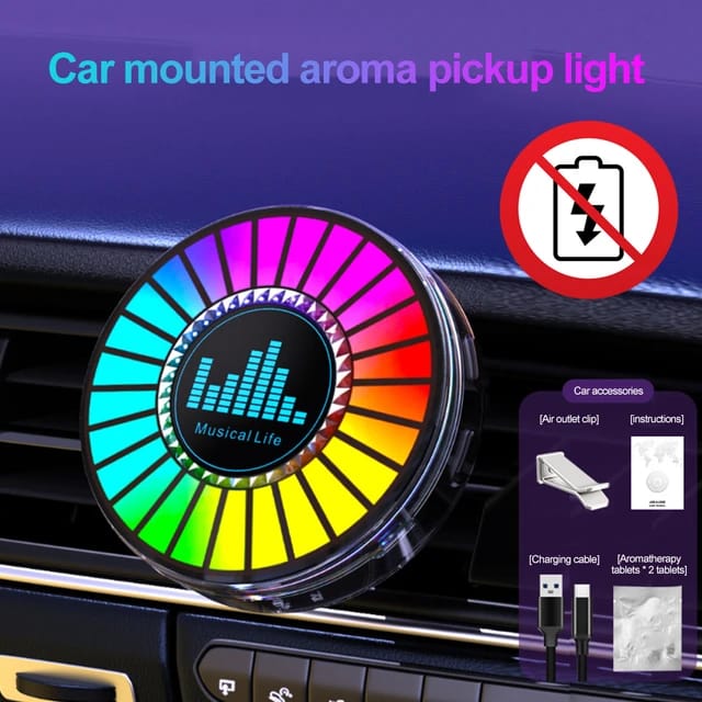 Universal Car round sound-activated RGB rhythm light car audio beat in-car music round atmosphere light