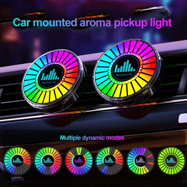 Universal Car round sound-activated RGB rhythm light car audio beat in-car music round atmosphere light