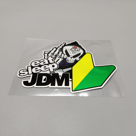 Premium Quality Custom Sticker Sheet For Car & Bike Embossed Style Eat Sleep JDM