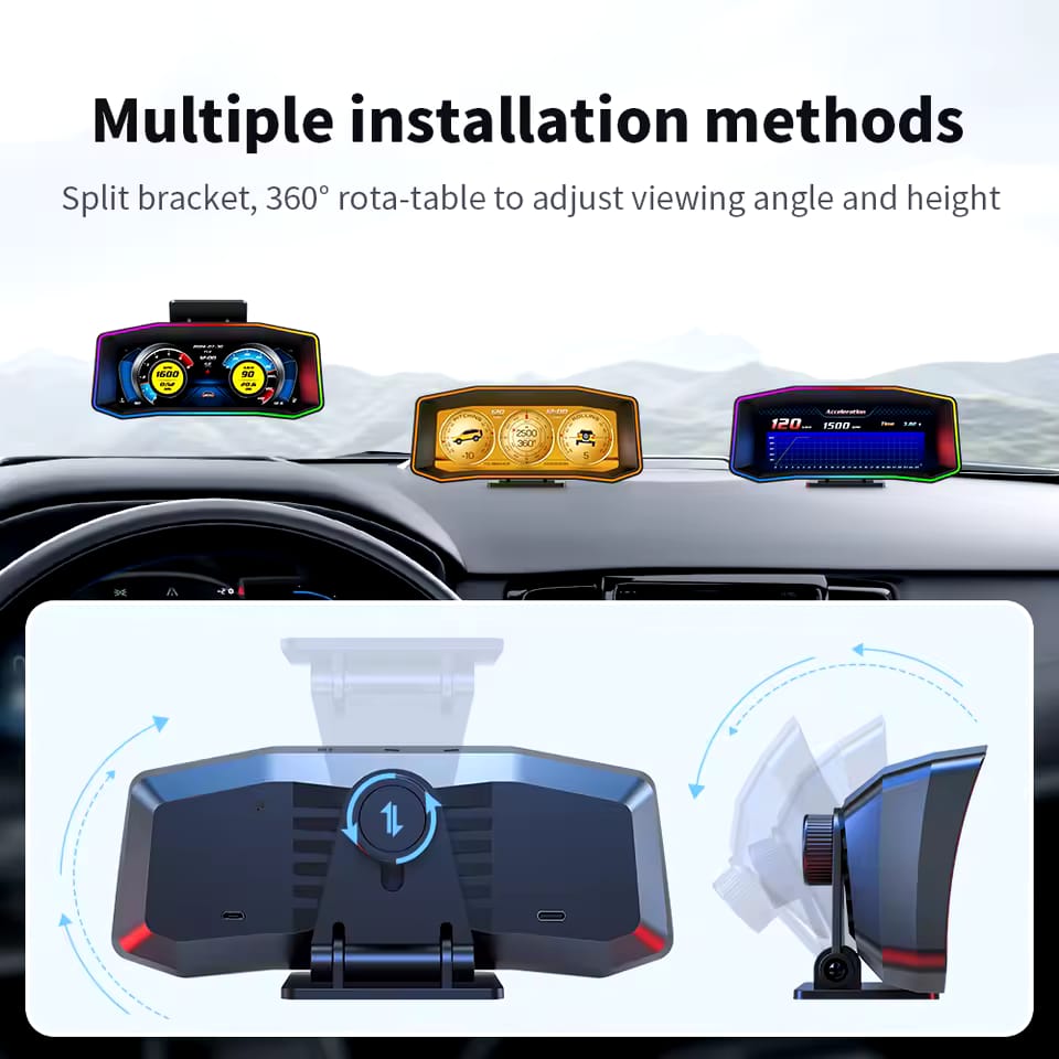 Universal P4 OBD2+GPS HUD Gauge Car Digital Head Up Display Speedometer Turbo RPM Alarm 1 Pc