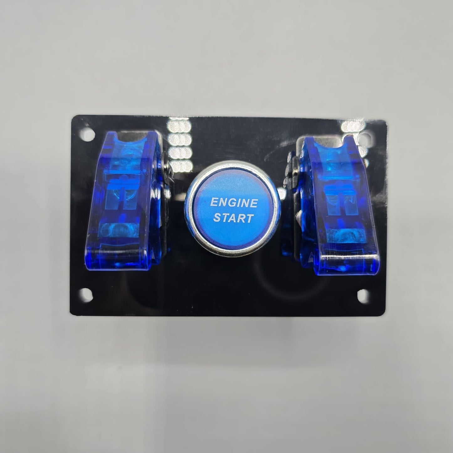 Universal 4-inch Switch Panel With Rocker Switches+Push Start Button (Blue)