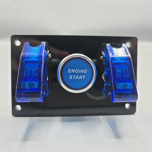 Universal 4-inch Switch Panel With Rocker Switches+Push Start Button (Blue)