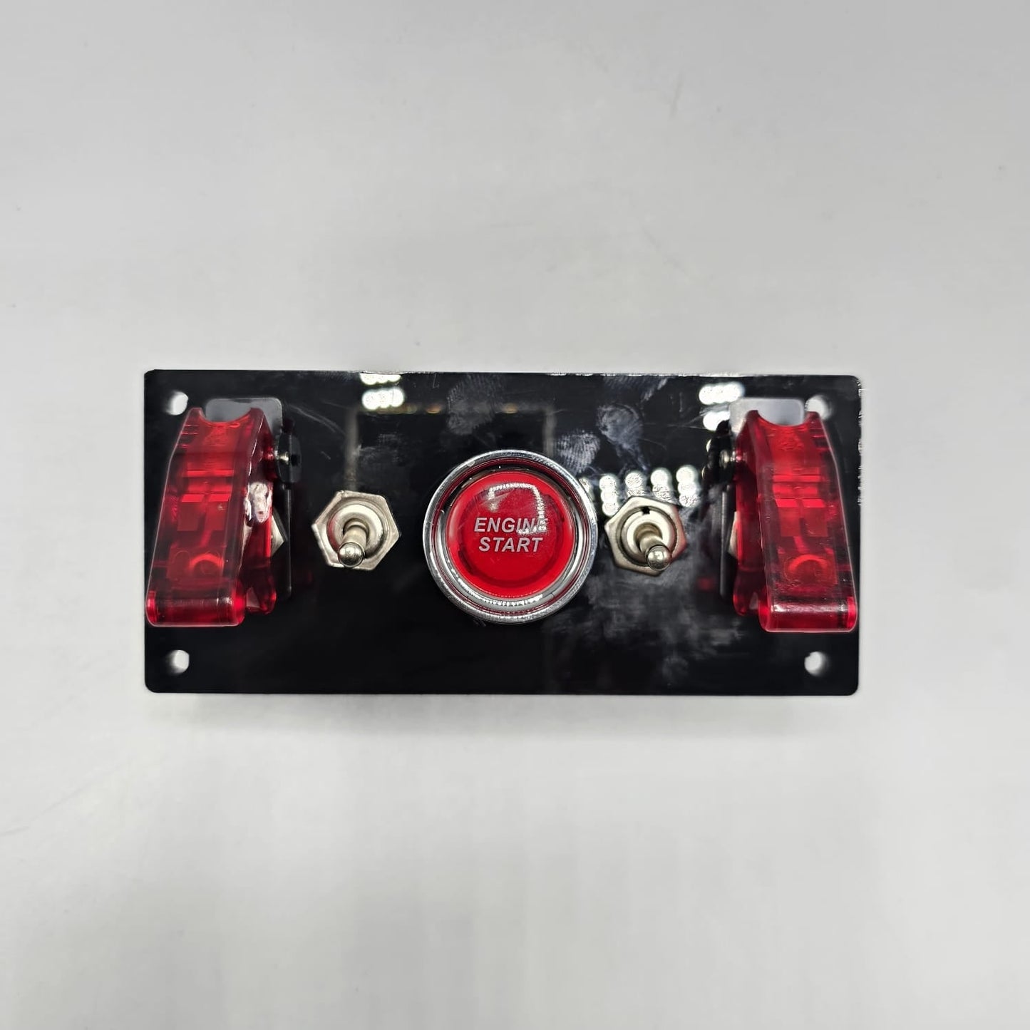 Universal 5-inch Switch Panel With Toggle Switches+On/Off Airplane Switches+ Push Button (Red)