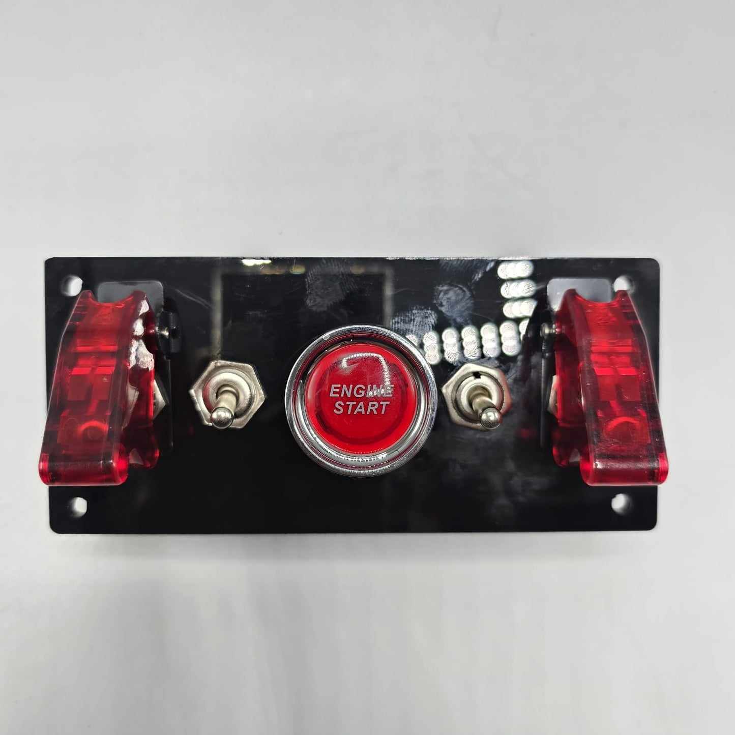 Universal 5-inch Switch Panel With Toggle Switches+On/Off Airplane Switches+ Push Button (Red)