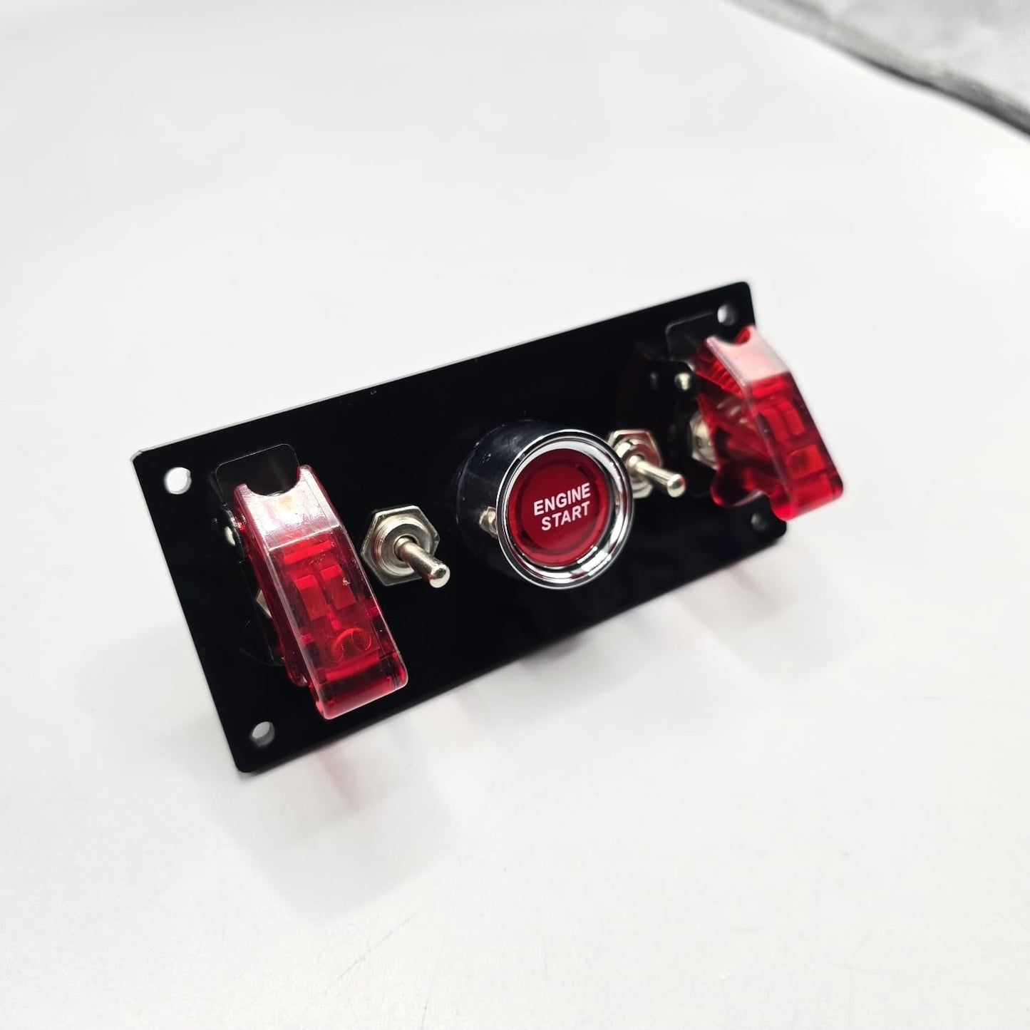 Universal 5-inch Switch Panel With Toggle Switches+On/Off Airplane Switches+ Push Button (Red)