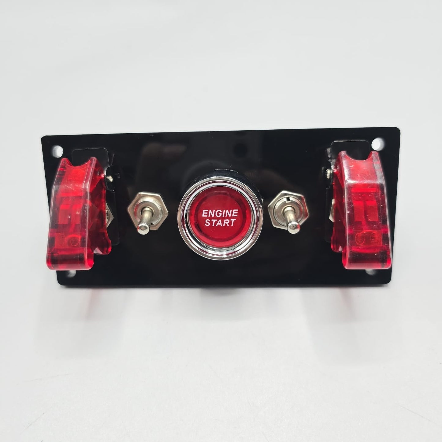 Universal 5-inch Switch Panel With Toggle Switches+On/Off Airplane Switches+ Push Button (Red)